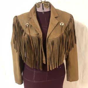 Vintage ladies cropped fringe leather jacket